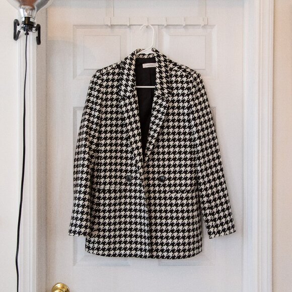Anine Bing Black and White Houndstooth Blazer, Size XS-S - Picture 8 of 16